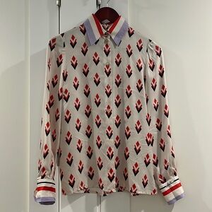 Valentino Silk Small / XS Collared Shirt Patterned
